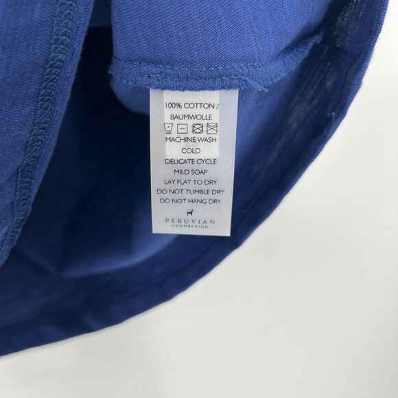 NWT PERUVIAN CONNECTION Basic Blue Scoop Neck Sleeveless Cotton Tank Top Size XS - Picture 5 of 5